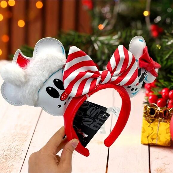 Loungefly Snowman Mickey Christmas Bow Red Headband Disney Parks Minnie Ears main image 4